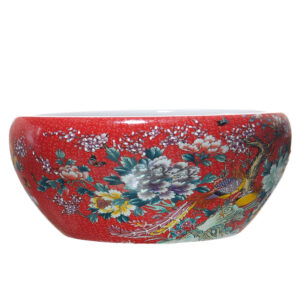 Pot Jingdezhen Flower and Bird Red, 景德镇陶瓷