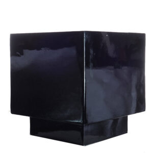 Pot Mtall Glossy Black Square Fiber