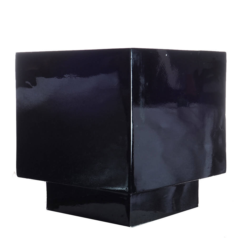 Pot Mtall Glossy Black Square Fiber - Woon Leng Nursery