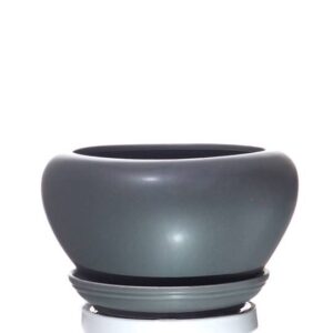 Pot Grey with drainage hole with undetachable saucer