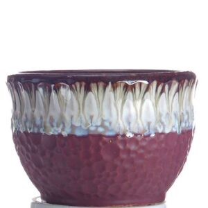 Pot Mtall Maroon White Bubble