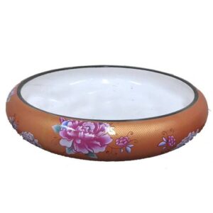 Pot Low Glossy Think Ceramic Flower Belt Orange Gold