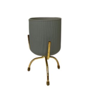 Pot Ceramic Grey with metal rack