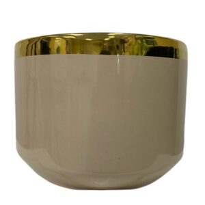 Pot Mtall Beige with Gold