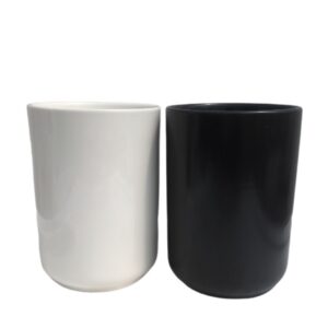 Classic Cylindrical Shiny White/Black Ceramic Pot