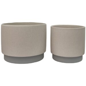 Pot Cylindrical Dotted White with Grey Base