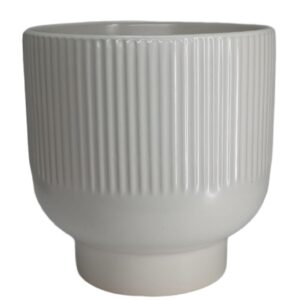 Pot Modern Striped Glossy White