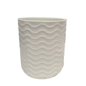 Pot Ceramic Wavy Line White