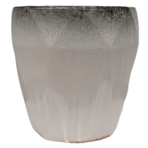 Pot Large Polygonal Matt White with Black