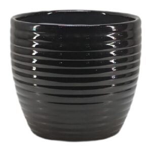 Pot Glossy Black Striped