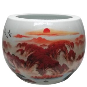 Pot Chinese Painted Mountain Design