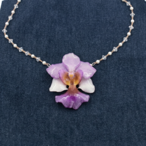 Resin Preserved Real Papilionanthe Miss Joaquim Necklace